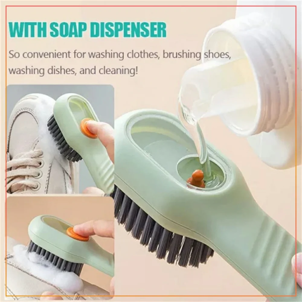 Multi-Purpose Shoe Brush Soft Bristle Automatic Liquid Long Handle Cleaning Brush Clothes Board Brush Household Cleaning Tools