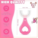 Baby U Shape Silicone Toothbrush For Kids, Teeth Cleaning Brush  Mouth Oral Cleaning Brush Infant Soft Bristle 360 Degrees Toothbrush For Toddlers & Baby Accessories-Pink