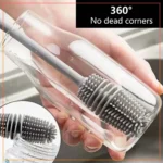 Silicone Bottle Cleaning Brush With Long Handler Kitchen Cleaning Tool For Baby Feeder Bottle Mini Rubber Cleaning Brush