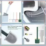 Silicone Toilet Brush With Stand Creative Deep Cleaning Brush Flexible Bristles Household Products Wall-Mounted
