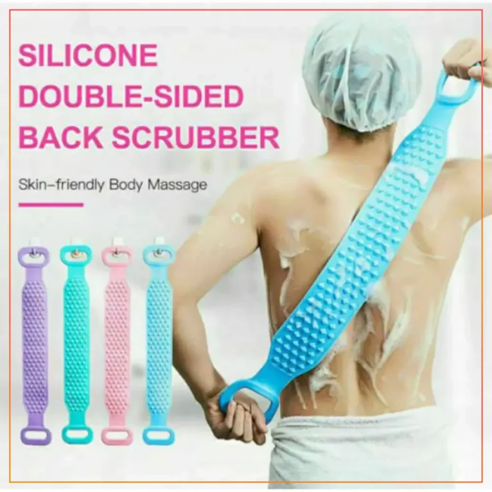 Silicone Back Scrubber Soft Loofah Bath Belt Body Exfoliating Massage For Shower Body Cleaning Bathroom Shower Strap