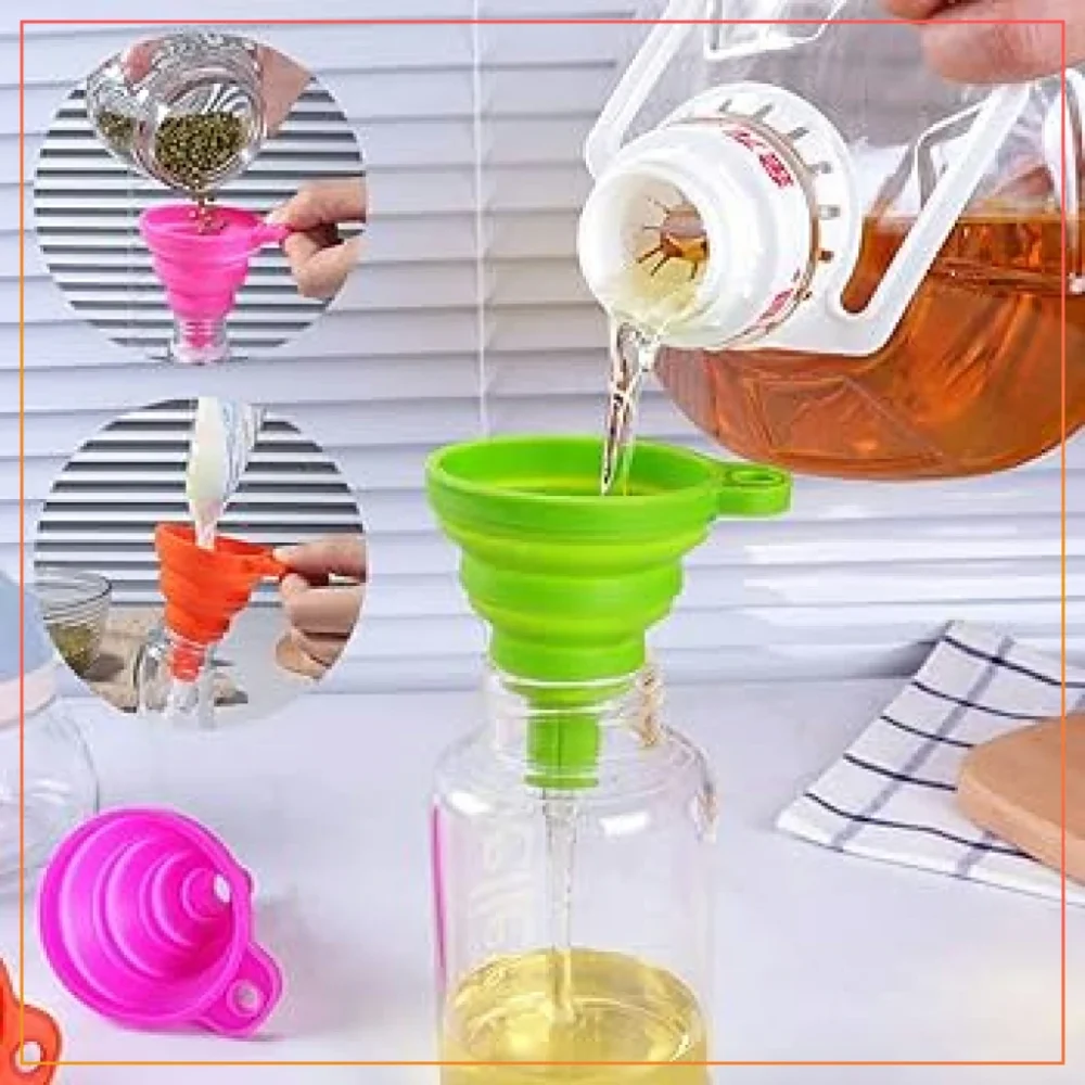 Silicon Oil Funnel For Water Kitchen Gadget Foldable Kitchen Tools Liquid Transfer Narrow and Wide Mouth Funnel