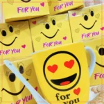 Smile Emoji Coffee Mug - Tea Cup Set with Spoon - Love For You print - Gift Box Packing - Yellow - 300ml (Copy)
