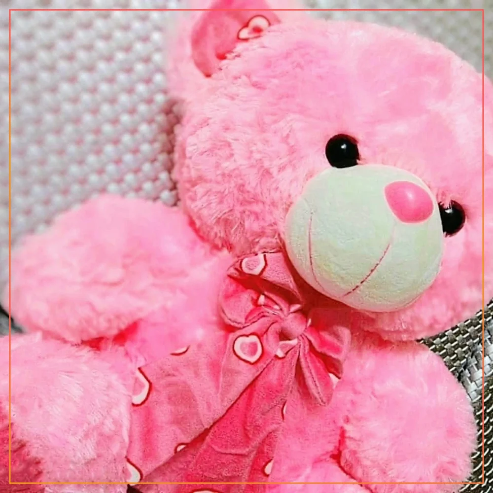 14 Inches Tie Knot Fluffy Soft Teddy Bear For Kids Plush Stuff Toys For Gifts-Pink