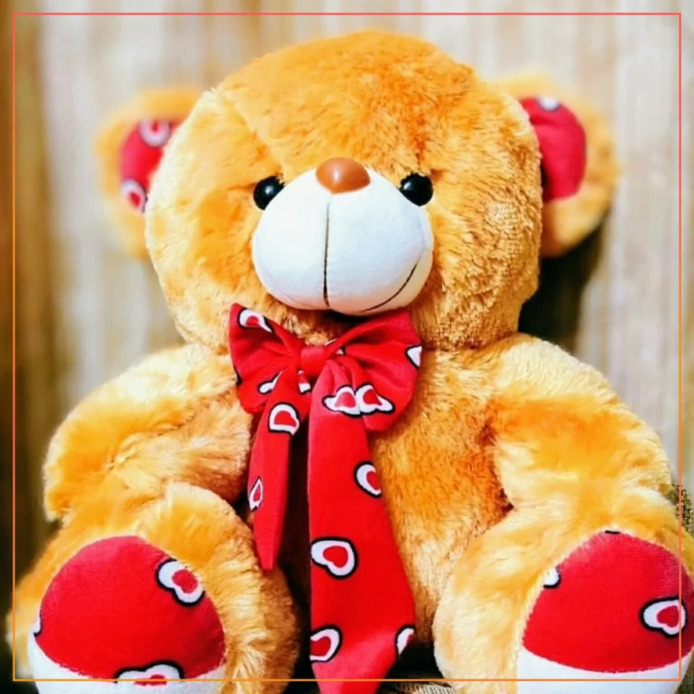 14 Inches Tie Knot Fluffy Soft Teddy Bear For Kids Plush Stuff Toys For Gifts -Brown