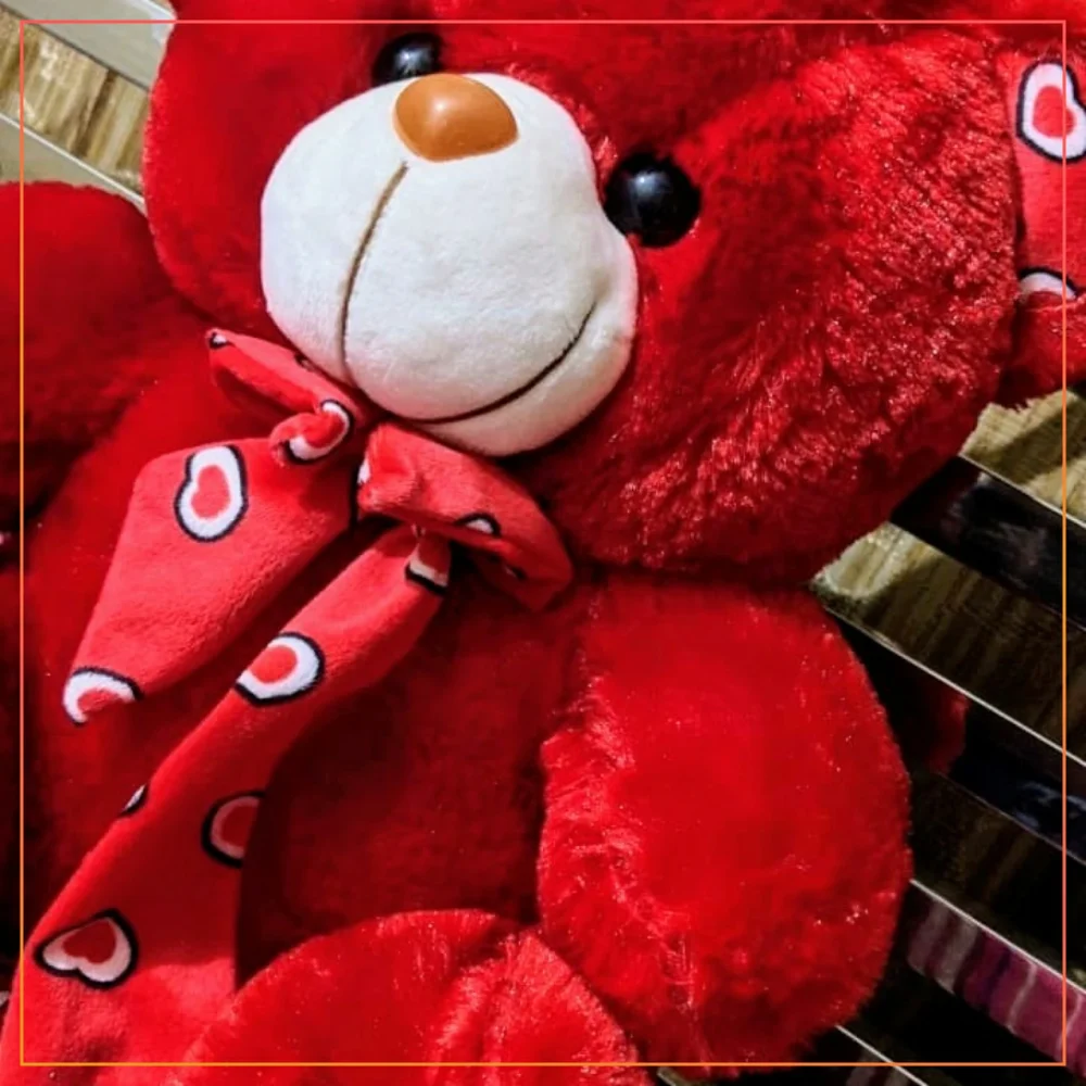 14 Inches Tie Knot Fluffy Soft Teddy Bear  For Kids Plush Stuff Toys For Gifts-Red