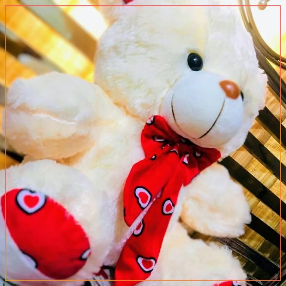 14 Inches Tie Knot Fluffy Soft Teddy Bear Skin Red Tie For Kids Plush Stuff Toys For Gifts
