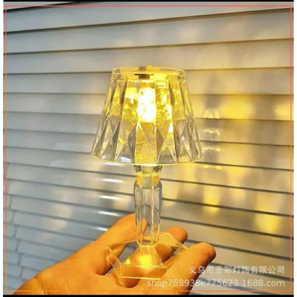 Umbrella Shape LED Crystal Small Table Lamp Mini Diamond Bedside Light Home Decor Battery Powered Romantic Atmosphere Acrylic Night Lights