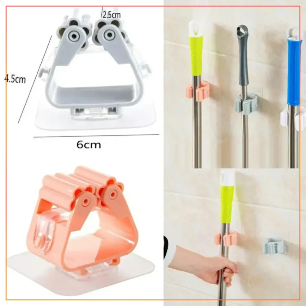 1 Pc Mop Holder Wall Mounted Mop Organizer Holder Rack Self Adhesive Brush Broom Hanger Hook Kitchen Bathroom Mops Storage Racks Drop  Strong