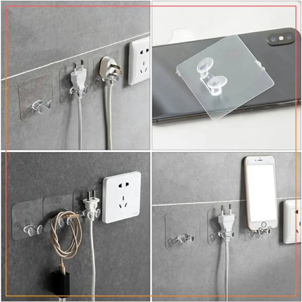 5 Pcs Strong Adhesive Hook Power Plug Socket Hanger Holder Wall Mounted Self Sticky Hooks Multi-function Wall Storage Hooks (Copy)