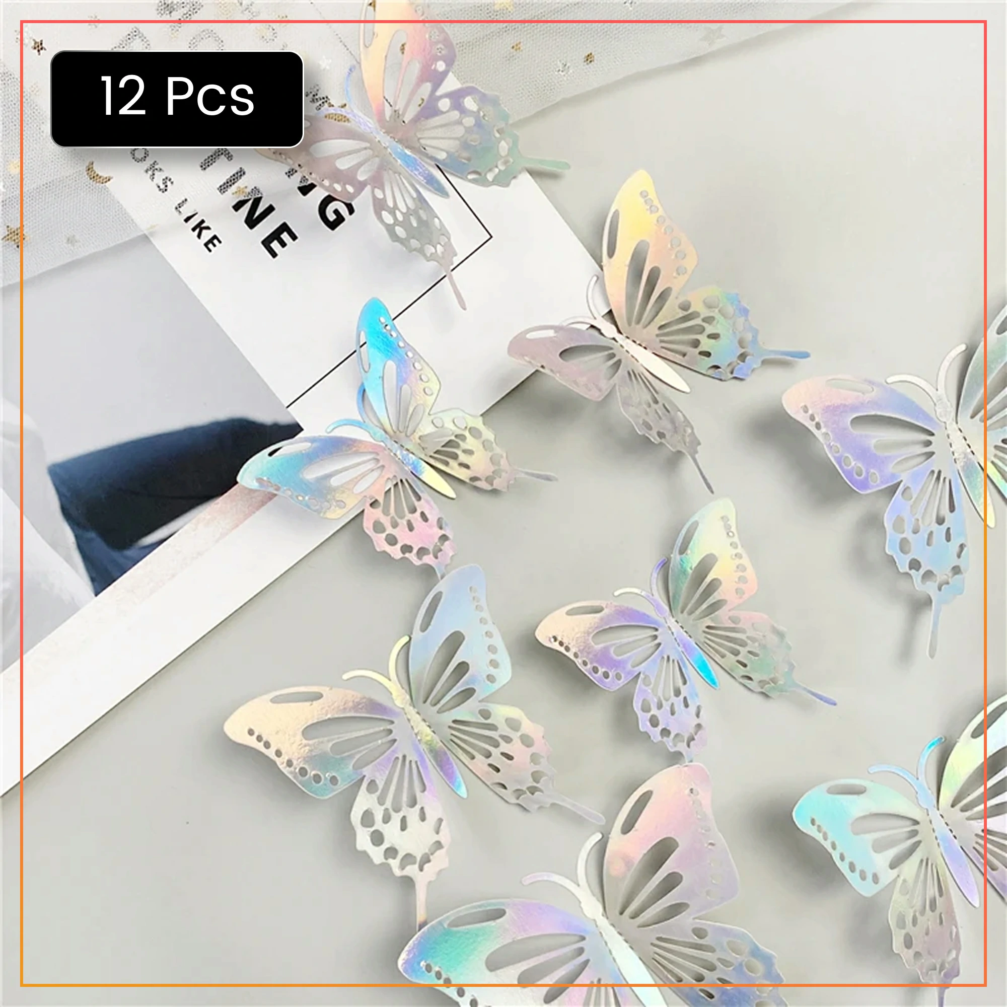 12pcs Multi-White 3D Butterfly Stickers – Unique Wall, Event & Gift Décor – Mishal’s Kart Exclusive