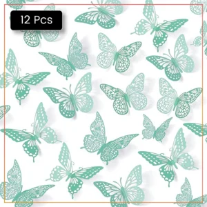 12pcs Tiffany Blue 3D Butterfly Wall Stickers – Elegant DIY Room Makeover & Party Decoration