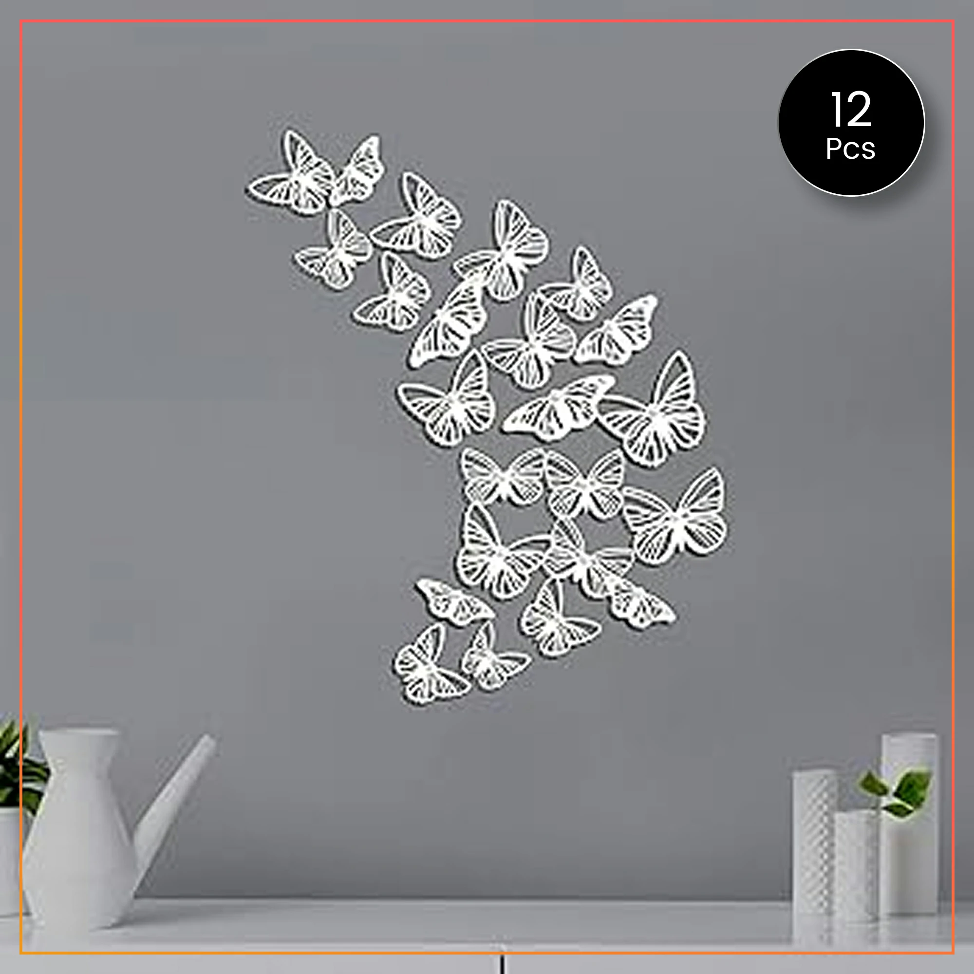 12pcs White 3D Butterfly Wall Art – Elegant & Minimalist Décor for Home, Offices & Special Events