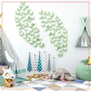 6pcs 3D Butterfly Wall Decals – Room & Party Decoration - Sage Green