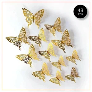 48pcs Bulk Pack 3D Butterfly Stickers – Large Quantity Wall, Party & Craft Decoration – Custom Color Choice