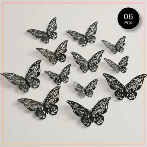 6pcs 3D Butterfly Stickers – Sleek Wall & Craft Decoration -  Black