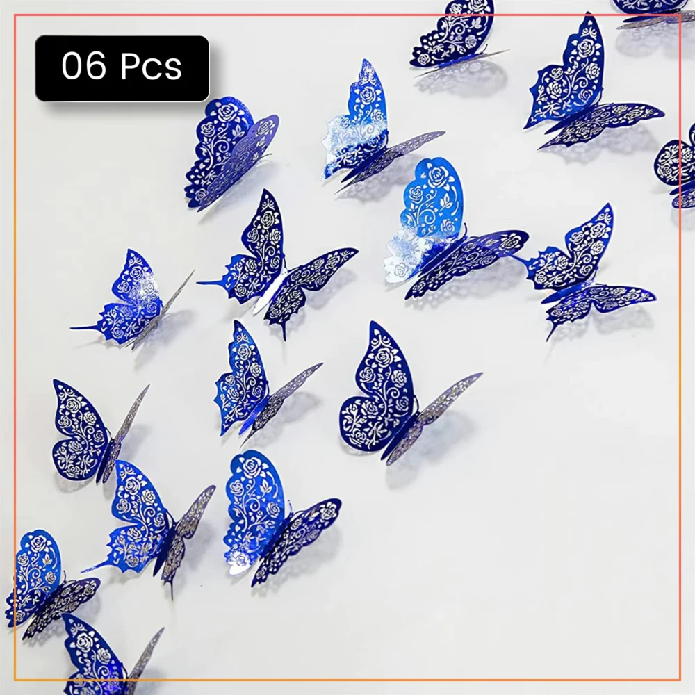 Stylish 6pcs Black 3D Butterfly Wall Stickers – Elegant Home, Office & Event Decoration – Premium Design