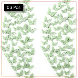 6pcs 3D Butterfly Wall Decals – Room & Party Decoration - Sage Green