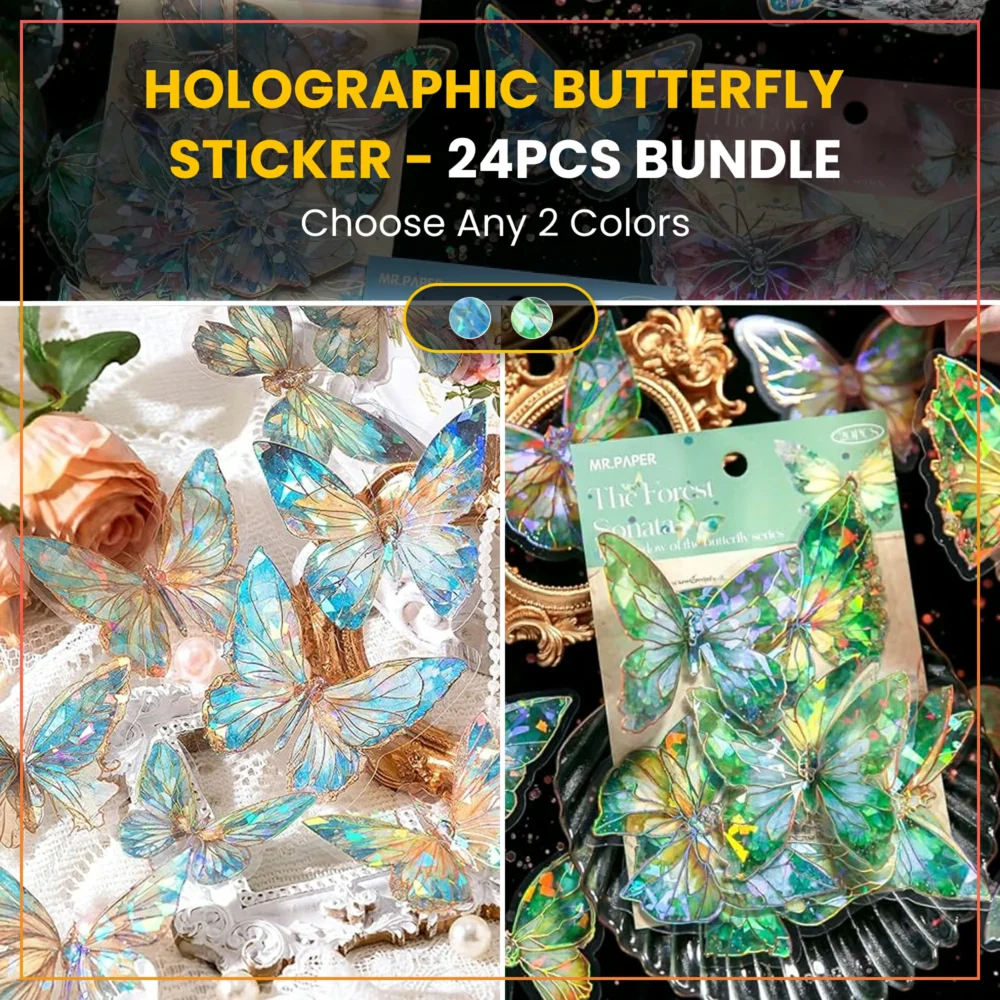20pcs Holographic 3D Butterfly Wall Stickers – Removable Décor for Home, Events & Gifts – Dual Color Pack