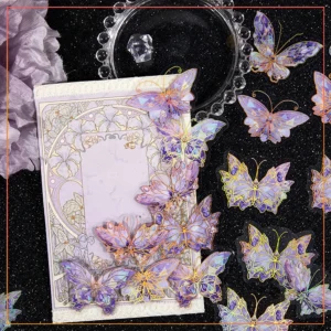 Shiny 10pcs Holographic Butterfly Wall Stickers – Eye-Catching Party & Home Décor – Purple