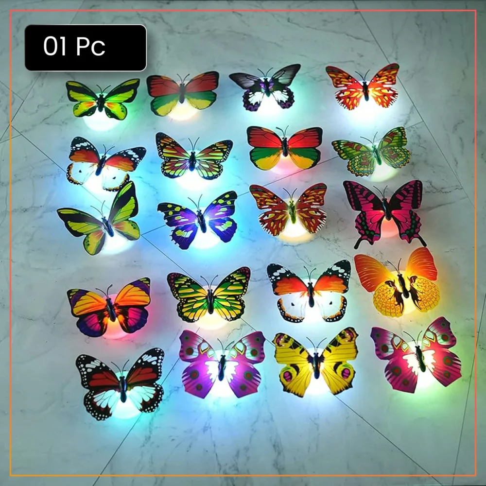 3pcs LED Light-Up Butterfly Wall Stickers – Decorative Wall & Event Lighting – Fancy Room Décor