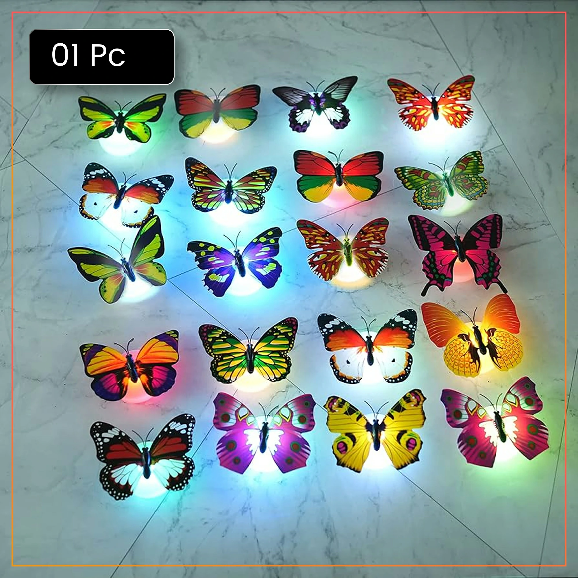 3pcs LED Light-Up Butterfly Wall Stickers – Decorative Wall & Event Lighting – Fancy Room Décor